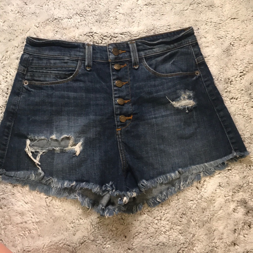 Guess mid to high rise denim shorts